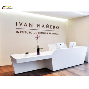 Stylish Backlit Modern Look L-shape Solid Surface <strong>Reception</strong> <strong>Counter</strong> - Product Image 3