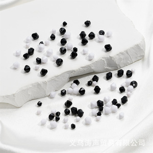 Cuentas de acrílico con forma de diamante de 4-8 mm, color negro, blanco y mixto, facetadas, para manualidades de joyería, suministros para proyectos hechos a mano para niños. - Product Image 2