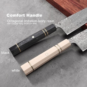 Couteau Kiritsuke en acier damas au carbone Cuchillo <span class=keywords><strong>japonais</strong></span> <span class=keywords><strong>haut</strong></span> <span class=keywords><strong>de</strong></span> <span class=keywords><strong>gamme</strong></span> couteau <span class=keywords><strong>de</strong></span> cuisine exquis avec manche en résine ivoire - Product Image 4