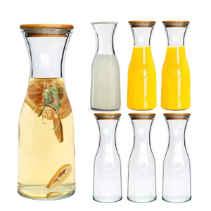 <span class=keywords><strong>Carafe</strong></span> en verre pour boissons de 250 ml, 500 ml, 1 litre <span class=keywords><strong>avec</strong></span> couvercles en plastique, col étroit, large ouverture, bouteille en verre pour jus, eau, vente en usine - Product Image 3