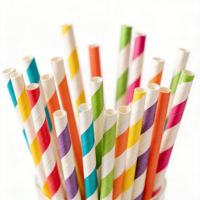 En stock, jolies pailles en papier biodégradables pour boissons, décoratives, en matériau naturel, couleur et motif personnalisés, pour fête d'anniversaire