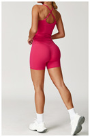 Nouveau design, ensemble 2 pièces : Haut de yoga respirant à maintien élevé avec bretelles croisées ajustables et short de sport moulant à effet ventre plat