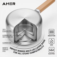 Kommerzielles 304 Edelstahl-Kochtopf-Set mit Holzgriff und Glasdeckel für Restaurant, Hotel und Küche