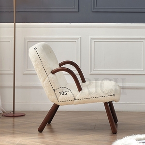 Accoudoir long <span class=keywords><strong>en</strong></span> bois <span class=keywords><strong>de</strong></span> séquoia pour femmes, <span class=keywords><strong>fauteuil</strong></span> à dossier beige <span class=keywords><strong>en</strong></span> laine d'agneau, avec tabouret, <span class=keywords><strong>fauteuil</strong></span> <span class=keywords><strong>en</strong></span> molleton et crème - Product Image 4