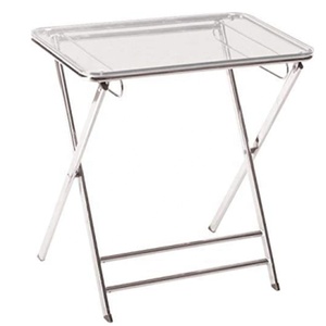 Bàn Cạnh Gấp Gọn Hiện Đại Khay Để Bàn Trong Suốt Bằng Acrylic Đầu Ghế Sofa Điểm Nhấn Bàn Cà Phê Đầu Vuông Acrylic Có Thể Xếp Chồng Lên Nhau Với Chân Mạ Crôm - Product Image 1