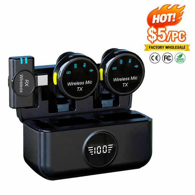 2026 New Wireless Omni-directional Type C Lavalier Microphone with Round Shape and Magnetic Design Small Portable