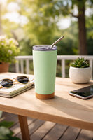Mug à café isotherme classique en acier inoxydable à double paroi de 20 oz avec fond en liège, tasse de voyage réutilisable, logo personnalisé, 6-12 heures