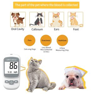 Urit - Promotion Exceptionnelle : Lecteur de <span class=keywords><strong>Glycémie</strong></span> pour Animaux de Compagnie à Prix Avantageux avec 50 Bandelettes et Lancettes Sanguines pour Chiens et Chats - Product Image 3