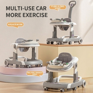 Marche-bébé 3 en 1 avec balançoire et <span class=keywords><strong>chaise</strong></span> haute, marche-bébé pliable en plastique avec roues, siège réglable en hauteur pour bébé - Product Image 2