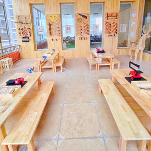 Moetry Tùy Chỉnh Trẻ Em Hình Chữ Nhật Bàn Ăn Bằng Gỗ Dài Ăn Uống Băng Ghế Dự Bị Cho Mầm Non Canteen Daycare Nhà Ăn Bữa Ăn - Product Image 2