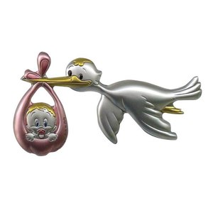 Colgante y amuleto BLAZON STORK rosa fino de 49x27mm - Product Image 1