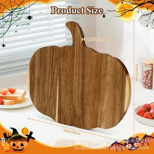 Plateau en bois d'acacia en forme de citrouille, planche à servir pour pizza, planche à découper, plateau à charcuterie, vaisselle de fête - Product Image 4