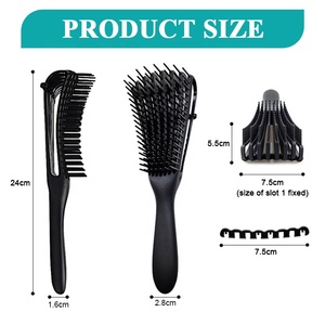 Peigne à dents larges flexible en plastique pour coiffure, 8 rangées, réglable, peigne <span class=keywords><strong>afro</strong></span>, brosse à cheveux ventilée pour cheveux crépus, ondulés et bouclés de type 3a à 4c - Product Image 5