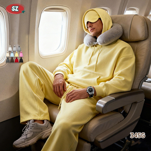 OFFERTA SPECIALE Felpa Oversize Unisex da Viaggio con Logo Personalizzato, Pullover in Pile per Dormire, Felpe con Cappuccio per Coppie con Mascherina per Occhi - Product Image 1