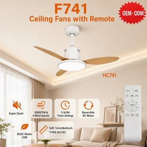 35W BLDC 52 Inch <b>Ceiling</b> <b>Fan</b> with Light <b>Remote</b> <b>Control</b> Silent 6-Speed 5000CFM for Living Room Bedroom Home - Product Image 1