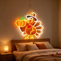 Luz LED de Neón con Diseño de Pavo y Calabaza de Acción de Gracias, Regulable, Impresión UV, Retroiluminada para Publicidad en Centros Comerciales y Parques