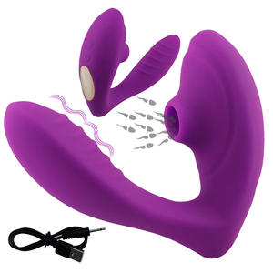 Vibrador de Doble Cabezal con Succión de Silicona Recargable por USB, Mini Estimulador de Clítoris y Punto G, Masajeador con 10 Frecuencias y Control Remoto - Product Image 1