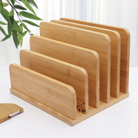 Organisateur de bureau multifonctionnel en bambou moderne à 5 compartiments, avec logo personnalisé, fait main, pour courrier et papier, idéal pour la maison et le bureau