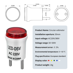 Mini vuông màn hình lớn Vôn kế AC50-500V 30 mét chỉ số kỹ thuật số <span class=keywords><strong>LED</strong></span> Bảng điều chỉnh điện áp cắm loại Vôn kế - Product Image 5