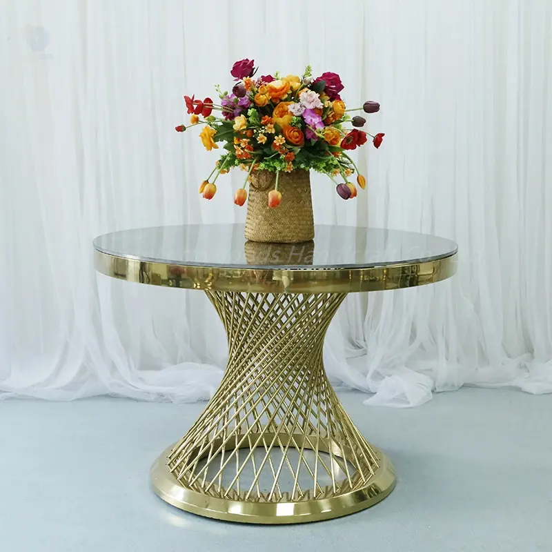 CZ210511-29 round Luxury gold Stainless steel Dining Table For wedding and event decoration table