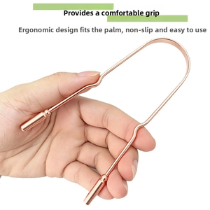 Brosse à gratter la langue en forme de U, finition cuivre, en acier inoxydable, pour une haleine fraîche, écologique, réutilisable, portable, pour usage quotidien buccal - Product Image 3