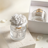Diffuseur d'huiles essentielles en plâtre parfumé pour la maison, avec bouteille en verre de 100 ml et fleur en céramique, pour parfumer l'air