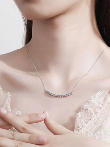 0.1CT Moissanite colgante collar VVS1 piedra diamante Simple equilibrio barra diseño 925 Plata joyería fina para mujeres regalo perfecto - Product Image 5