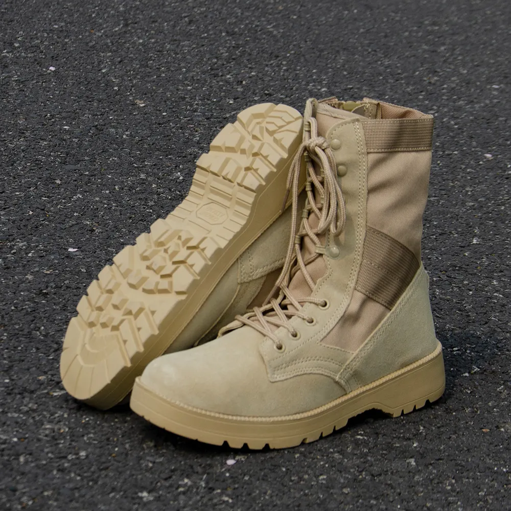 Custom Wholesale Khaki Combat Shoes Desert Officer Tactical Desert Men's Boots