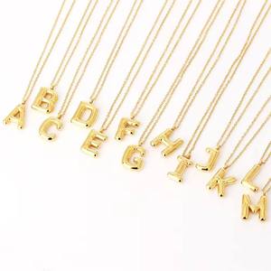 Wholesale Custom 18k Gold Plated Alphabet Charm Pendant Necklace Fashion Dainty Stainless Steel Bubble Letter <b>Initial</b> Necklace - Product Image 1