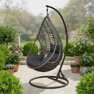 Silla Colgante de Mimbre para Exteriores <span class=keywords><strong>Wowo</strong></span>, Estructura de Aluminio, Mimbre Grueso, Tejido de Doble Cara, Tela Teñida con Hilo, Diseño Moderno - Product Image 4