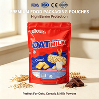 Custom Printed Stand up Zipper Pouches Oat Chocolate Snack Instant Food Packaging Bags Custom Logo