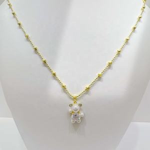 Collares de plata 925 con baño de oro rosa para niñas, precio de fábrica, personalizados, con colgante de oso, para mejores amigas. - Product Image 1