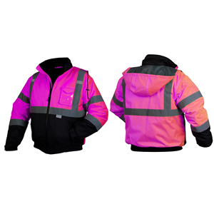 Hi Vis Safety <b>Jacket</b> with Hood Reflective Strips for Roadside Construction <b>Workers</b> - Product Image 2