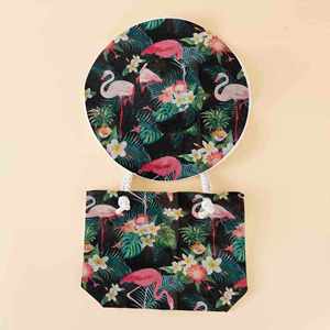 Conjunto de Bolso de Lona y Sombrero de Playa de Dos Piezas, Estilo Europeo y Americano, Diseño Deportivo y de Viaje, Transpirable, Cómodo, Ajustable, Unisex - Product Image 6