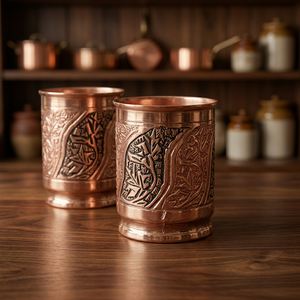 Tasse à thé en métal artisanale orientale avec motif floral pour cadeau de mariage adultes - Product Image 6