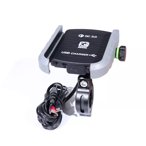<span class=keywords><strong>Support</strong></span> de téléphone pour guidon de <span class=keywords><strong>moto</strong></span> en métal étanche 15W, noir, pour câble <span class=keywords><strong>USB</strong></span> DIN vers SAE - Product Image 1
