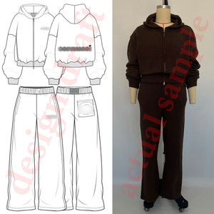 Set Loungewear in Maglia Personalizzato <span class=keywords><strong>per</strong></span> <span class=keywords><strong>Donna</strong></span>, Maglione con Zip Frontale di Alta Qualità e Pantaloni a Gamba Larga, <span class=keywords><strong>Tuta</strong></span> Casual in Maglia <span class=keywords><strong>per</strong></span> l'Inverno - Product Image 5