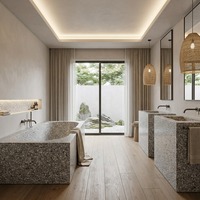 Grande dalle de terrazzo inorganique gris arctique moderne et écologique, haute résistance 127 MPa, ignifuge A1, pierre préfabriquée pour centre commercial