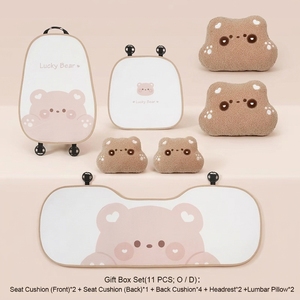 Coussin de siège de <span class=keywords><strong>voiture</strong></span> en peluche motif ours mignon, kit complet pour l'intérieur, applicable toute saison, compatible avec la plupart des modè<span class=keywords><strong>les</strong></span> de véhicules - Product Image 4