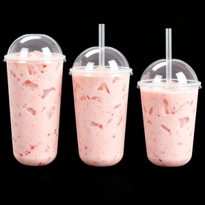 Vasos Desechables de Plástico PP en Forma de U para Bebidas Frías y Calientes, para Llevar, para Té de Burbujas, Jugos, Boba, con Tapa - Product Image 1