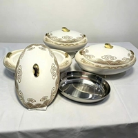 Lot de 3 chauffe-plats isothermes géants 4L 5L 6L avec pieds dorés – Vente en gros pour la restauration B2B, événements Ramadan, mariages et fêtes
