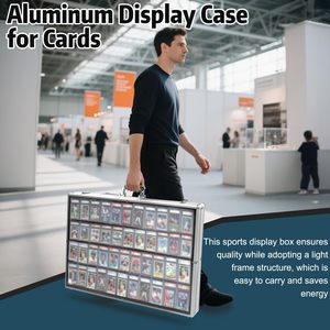 Vitrine de présentation pour cartes de sport 34"x22", avec poignée de rangement verrouillable, pour cartes à collectionner/TCG/bijoux, boîte transparente en aluminium pour cartes gradées - Product Image 6