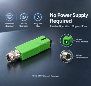 Receptor Óptico Mini FTTH Pasivo Sin Alimentación, Nodo de Fibra Óptica CATV, Conector SC APC a F Macho, Conversor de Fibra a RF - Product Image 2