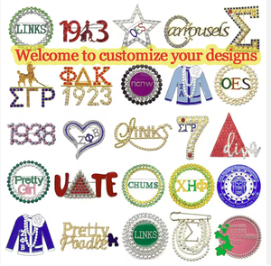 Kunden spezifisches Logo Brosche Schwestern schaft Brüderlichkeit Perle Strass Geschenk Perle Strass Legierung Griechische Buchstaben Rosa Grün SGRHO ZA OES - Product Image 6