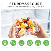 Contenant transparent en PET de qualité alimentaire, recyclable, inviolable, avec opercule cassable, jetable, pour fruits frais coupés, salades de jardin, nouilles mélangées, sushis