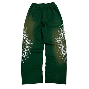 ZRROPS INDUSTRY Green <b>Jogger</b> Pants <b>White</b> Skulls Print Mid Waist Waterproof Elastic Full Length Stretch Knitted Fabric Spring - Product Image 2