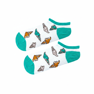 Colorful Ice Cream Patterned White Ankle Sports <b>Socks</b> Digitally Printed - Product Image 2