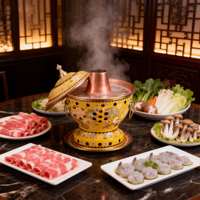Réchaud chinois en cuivre cloisonné à 2 poignées, pour cuisson à l'huile et à l'alcool, écologique, pour une personne, petit modèle, en cuivre pur, pour cuisson au feu