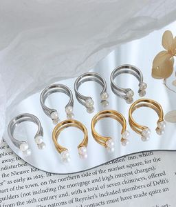 Bague en perles à prix d'usine, double perle naturelle, plaquée or 18 carats, en acier inoxydable, pour femme - Product Image 3