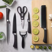 Ensemble de couteaux de cuisine classique 6 pièces avec manche en PP, bloc de couteaux de chef avec boîte cadeau